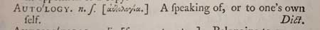 autology, a speaking of, or to one's own self