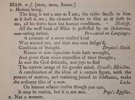 man, human being; not a woman