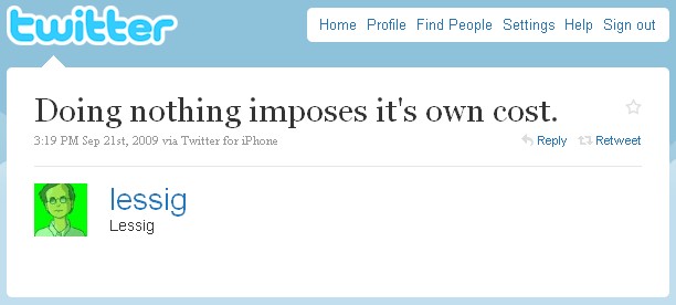 Lawrence Lessig tweet - its it's