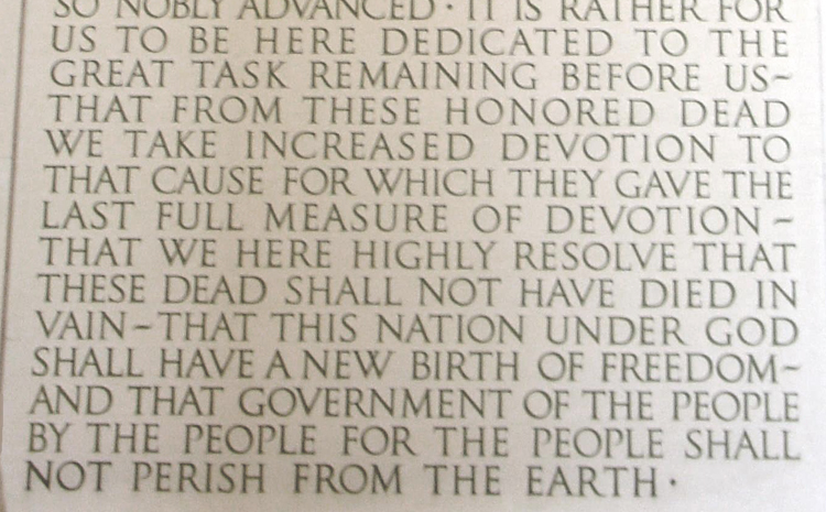 Gettysburg Address on the Lincoln Memorial